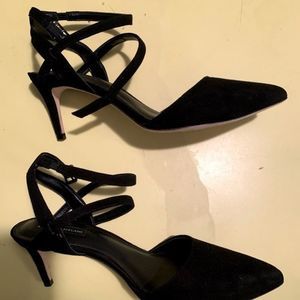 COPY - COPY - Antonio Melani Black Suede Wrap Heels size 8